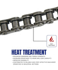 Close-up of Beefy Heavy Duty ANSI 25H Roller Chain 3 Ft With One Connecting Link 0.250 Inch Pitch showing heat treatment details