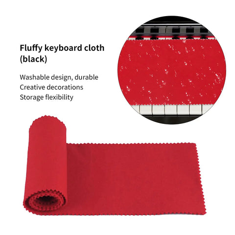 Red Felt Piano Keyboard Dust Cover For Digital Pianos Protect Keys From Dust And Scratches, Washable Design, 49.2 x 5.7 Inches