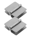 Heavy Duty Stainless Steel Small Glass Door Hinges 2 Pack With Adjustable Thickness, ideal for cabinets and showcases.