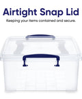 Clear Storage Boxes With Lids Hella Strong Plastic Organizer Bins Stackable Crate BPA Free Non Toxic with airtight snap lid.