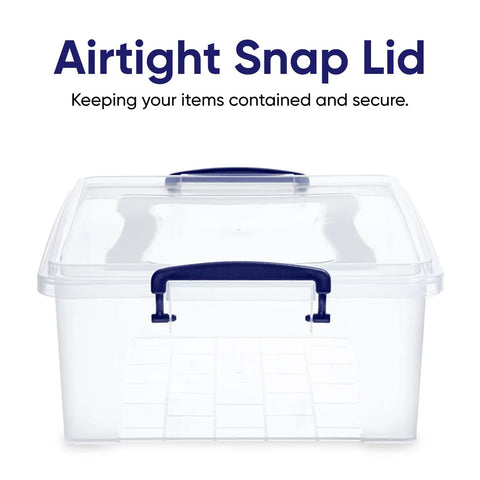Clear Storage Boxes With Lids Hella Strong Plastic Organizer Bins Stackable Crate BPA Free Non Toxic with airtight snap lid.