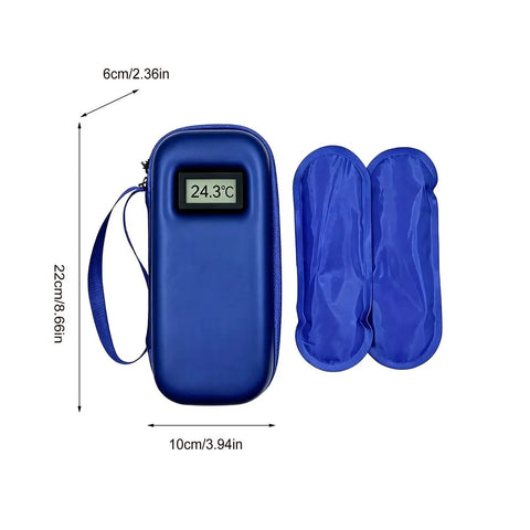 Cooler Travel Case With Digital Temperature Display On The Go Compact Insulated Bag Measuring 22 By 10 By 6 Cm with extra pads