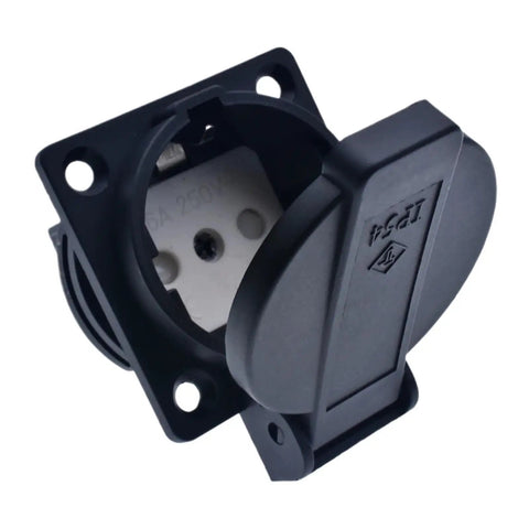 Heavy Duty CEE7 Waterproof IP54 Industrial AC Power Female Socket Rewireable Outlet Extension Cord Connector, detailed view.