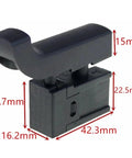 Ditch The Old Switch And Get This Hot Fix Power Tool Trigger Button Upgrade Your Electric Drill Or Cutting Machine With This Black Replacement Part That Keeps Your Hardware Running Smooth Without Any Glitches, black trigger button showing dimensions.