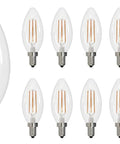 LED Filament Light Bulbs 5W 500 Lumens E12 Candelabra Base Soft White 3000K Dimmable For Chandeliers Pendants And Sconces 10 Pack