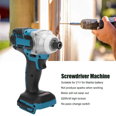 Klanata Brushless Impact Wrench With 520 Nm Torque And Tungsten Steel Shaft, Heavy Duty Cordless Electric Screwdriver Tool showcasing motor and socket.