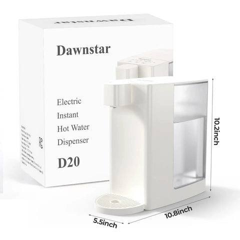 Instant Hot Water Dispenser For Quick Pouring And Fast Boil With 3 Temp Settings And 5 Water Volume Levels Removable Eight Tenths Gallon Tank BPA Free Perfect For Tea Coffee Ramen And More, shown with packaging