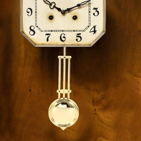 Wall Clock Pendulum Replacement 5.51 X 2.28 X 1.18 Inch Mechanical Clock Part for DIY Repair and Home Decor on wooden background