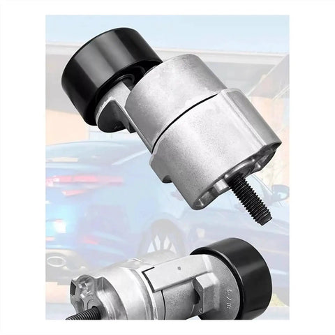 Top Rated Timing Belt Tensioner Pulley Compatible With Hyundai And Kia Engines 2.0L And 2.4L L4 Models From 2006 To 2015 For V-Ribbed Belt Kits OEM Parts 25281-25000 Plus More, silver metal pulley close-up