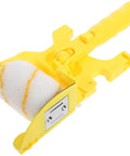 No Fuss Paint Edger Roller Brush Set With Replacement Pad And Quick Rinse Bristles For Walls Cut In Like A Boss close-up of yellow paint edger roller with washable pad.