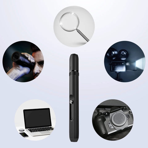 Front view of VSGO Professional Lens Cleaning Pen, double-ended with soft brush and nano carbon for cameras and glasses.