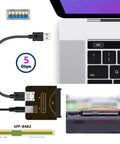 SAS To USB 3.0 Hard Drive Adapter With Built-In Chipset, 29Pin SFF-8482 To 5Gbps USB 3.0, Power Port, No RAID Card Needed, Easy Plug-And-Play Access For SAS Drives, Requires 12V/3A Power Supply, laptop connected