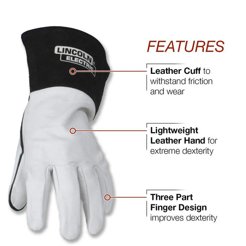 Grain Leather TIG Welding Gloves for Pro Welders with High Dexterity and Soft Feel Medium Size K2981 M, showing features