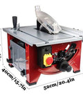 Slick Portable Bench Top Table Saw With Killer 4800 Rpm Motor Cuts Clean Fast For Easy Woodworking Setup side view with measurements