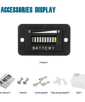 Cool 36V Battery Meter Gauge Compatible With Trojan Batteries Easy Install Digital Voltage Monitor For Golf Carts And Industrial Equipment Compact Power Capacity Display Kit Durable Construction, battery gauge with user manual and accessories.