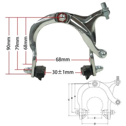 Front And Rear C Type Bike Brake Calipers Set All In One With Levers And Inner And Outer Cables For Mountain And Road Bikes Silver