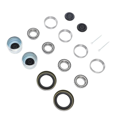 Trailer Axle Bearing Kit For Boat Trailers, 2 Sets 16 PCS, Wheel Bearings, Grease Seals And Dust Caps, Beefed Up Replacement