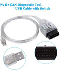 INPA K DCAN USB OBD2 Interface Switch For BMW Car Diagnostics And Coding Tools with transparent USB cable and switch