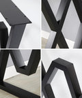 Close-up of Beefy Industrial Modern Metal Table Legs 28 Inch High 24 Inch Wide DIY Dining Coffee Desk Workbench Base Black