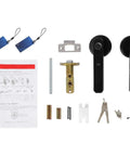 No Sweat 4 In 1 Smart Door Lock With Rapid Fingerprint Scanner Keypad Pin Ic Card Swipe And Mechanical Key Backup Solid Matte Black Lever hardware set.
