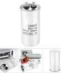 30 uF 450V Homopolar Electrolytic Capacitor For Air Conditioner Compressors And Industrial Equipment Motor Drives, Heavy Duty Motor Start Cap, 30 Microfarad Electrical Motor Start Component, silver CBB65 can with terminals
