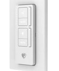 Super Fly 60 Inch Smart Outdoor Ceiling Fan With Senseme Tech And Wifi App Control wall control remote switch in white.