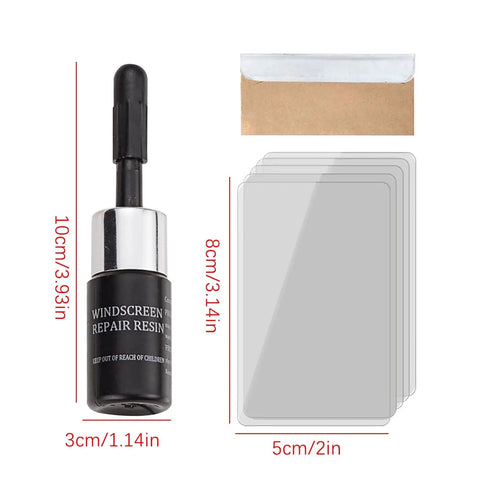 Windshield Repair Kit For Chips And Cracks, DIY Glass Filler For Automotive Glass, with repair resin and applicator.