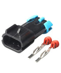 Premium 2 Pin GM Weather Pack Connector Kit Featuring Durable Male And Female Waterproof Plugs For Sensor Fan Wiring With Exact Fit 15300002 15300027 Hoses To Upgrade Your Ride Without The Hassle, black connector and terminals