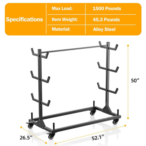 Heavy Duty Mobile Conduit And Lumber Storage Rack Rock Solid Build With Six Swivel Caster Wheels Smooth Sailing Alloy Steel Pipe Organizer For Daily Grind dimensions and specifications view.