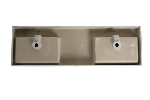 60 Inch Bathroom Resin Vanity Sink Featuring Sleek Modern Style Heavy Duty Construction Smooth Glossy Finish top view with two basins
