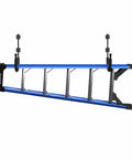 Heavy Duty Kayak Wall Mount Rack With 100 Lb Capacity installed to hold a ladder, showing powder-coated steel with foam padding.