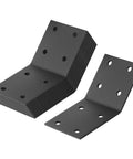 Built Tough Flush Inside 45 Degree Corner Bracket Plate Set For Post And Beam, 10 Pack, Black Powder Coated Carbon Steel Brackets