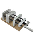Straight Shooter Pen Centering Vise Jig For Drill Press with rugged steel jaws for precise pen blank alignment.