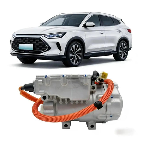 Genuine OEM Grade Electric Vehicle Air Conditioning Compressor For Byd Seal U And Song Plus EV Models with orange hose detail.