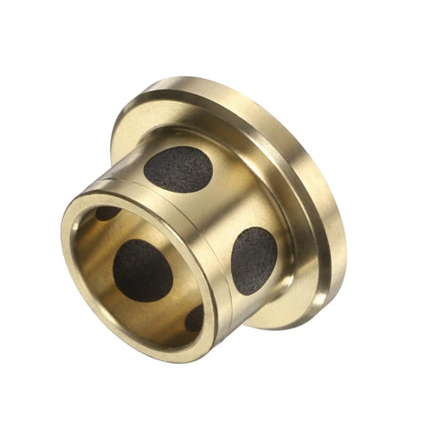 Set Of Three 12mm Flange Sleeve Bearings With 15mm Outer Diameter And 12mm Height, Self Lubricating Cast Brass Graphite Bushings