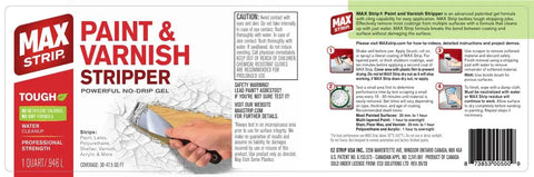 MAX Strip Paint And Varnish Stripper 1 Quart Gel for effective paint removal on various surfaces without harmful fumes.
