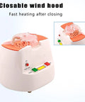 Pro Shop Ready Eyeglass Frame Heater Featuring Rock Solid Ceramic Core Quick Heat Soak And Switchable Hot Cold Air Settings With Zero Hassle Five Minute Auto Shut Off Timer in white with closeable wind hood.