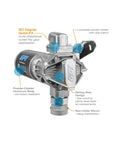 Plug And Play 20 GPM 12 Volt DC Fuel Transfer Pump Portable Diesel Gas Kerosene Rig showing 90-degree outlet and aluminum body.