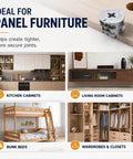 Image showing uses of 8 Pack Quick Fitting Furniture Joint Bracket Set for cabinets, beds, wardrobes, illustrating secure furniture joints.