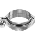 Beefy Four Inch Tri Clamp To 4 Inch Tube Od Weld Ferrule Kit With Durable Silicone Gasket And 304 Stainless Steel Heavy Duty Sanitary Pipe Fitting Gear for Flawless Flow - Close up of stainless steel tri clamp.