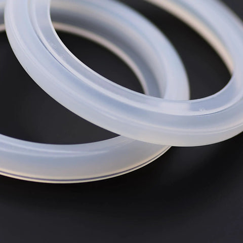Close-up of 50mm Silicone Steam Ring Replacement Gasket for Breville and Krups Espresso Machines, food grade, BPA free, heat resistant.