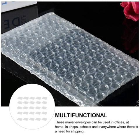 Close-up of transparent 200 Pack Padded Bubble Mailers 10x15cm Double Sided Bubble Envelopes Shockproof Waterproof Packing
