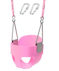 Pink Toddler Swing Seat with Heavy Duty High Back Full Bucket Design for Outdoor Play, includes chains and locks