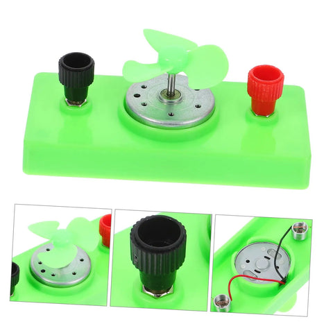 Mini Solar Powered Generator Motor for DIY science projects and STEM kits, quiet operation, green unit with attached wires