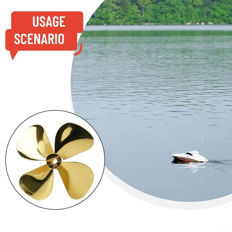 Beefy Four Blade Zinc Alloy RC Boat Propeller With Gold Plated Finish 4Mm Shaft 55Mm Or 60Mm Diameter Left Or Right Hand Rotation