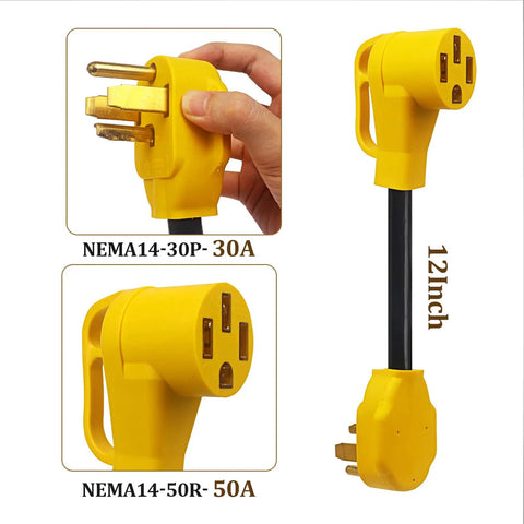 30 Amp Dryer To 50 Amp EV Charger Adapter Cord For Home Charging 14 30P To 14 50R Conversion For Tesla RV And Other EVs
