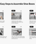 Instruction steps for assembling X Large Clear Stackable Shoe Storage Boxes 12 Pack Modular Shoe Organizer And Sneaker Containers