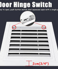 Top Notch White Louvered Access Door Vent With Detachable Mesh Cover For Wall And Ceiling Inspection Hatch showing a door hinge switch.