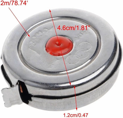 Close-up of Heavy Duty Retractable Tape Measure With Self Locking Belt Loop Clip And Strong Magnetic Hook, 2m long.