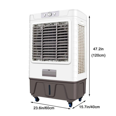 Heavy Duty Portable Swamp Cooler With 750 Watt Motor And 23 Point 7 Gallon Tank Dishes Out Top Shelf Chill For 1070 Square Feet Indoors Or Patio, 47.2in tall.
